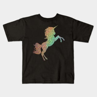 Holographic Rainbow Faux Glitter Unicorn Kids T-Shirt